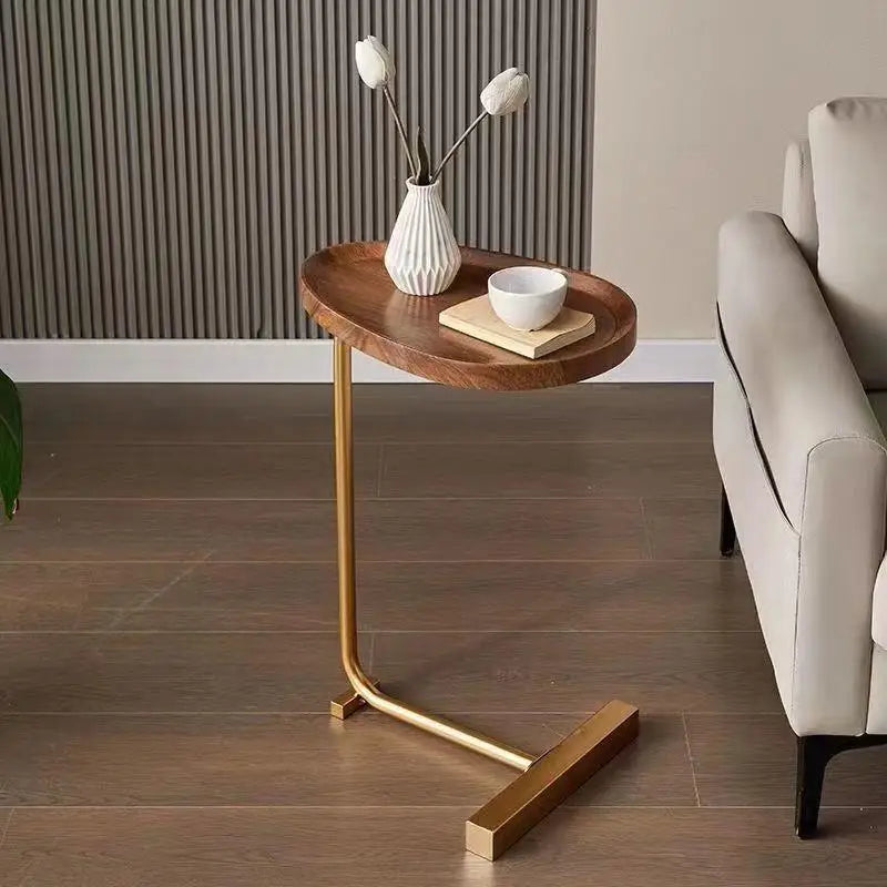 C-förmiger Beistelltisch für Sofa oder Bett - Mobiler Beistellschrank Wohnzimmer Schlafzimmer - Modernes Holz-Metall-Design | Sansoti