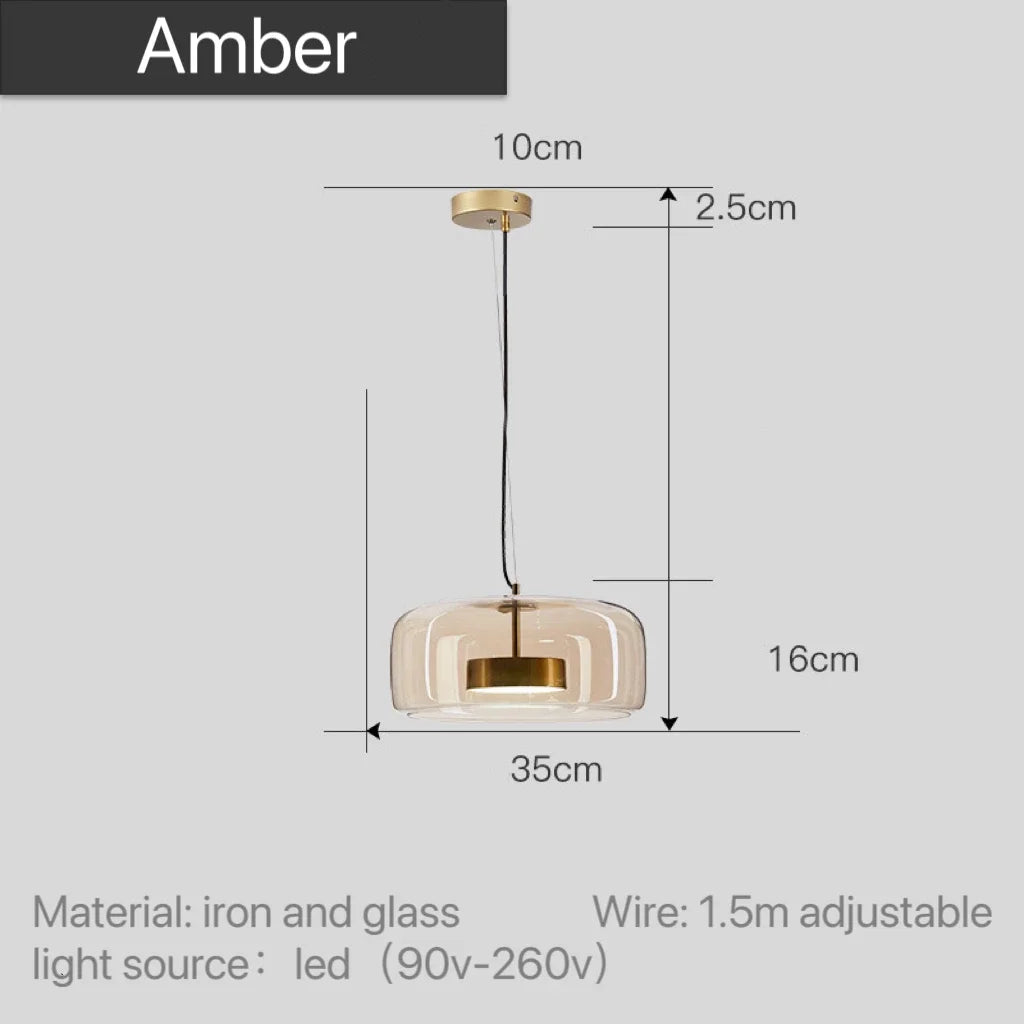 Scandinavische Glazen Hanglamp – Warm Sfeerlicht met Amber, Helder of Grijs Glas – Ø 15, 25 of 35 cm – Moderne Verlichting voor Keuken, Eetkamer en Woonkamer | Sansoti