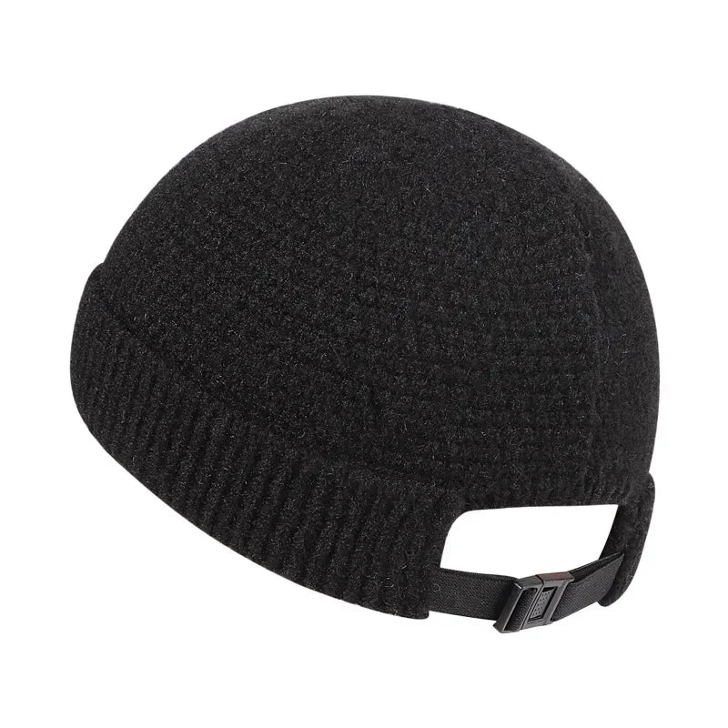 Gestrickte Mütze Winterhut aus Baumwolle, lässige Beanie, Kappenmütze im Hip-Hop-Stil, Outdoor-Unisex-Warmkopfbedeckung | Sansoti