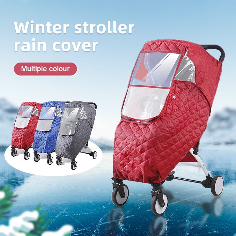 Windproof Stroller Cover with Transparent PVC Window Rain Cover Baby Weather Protection Buggy | Sansoti