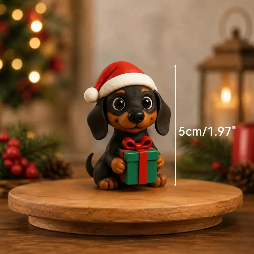 Teckel Adventskalender PVC Figuren 24 Dagen Kerstdecoratie Hondenverzamelaar Countdown Kerstfiguur Cadeau | Sansoti