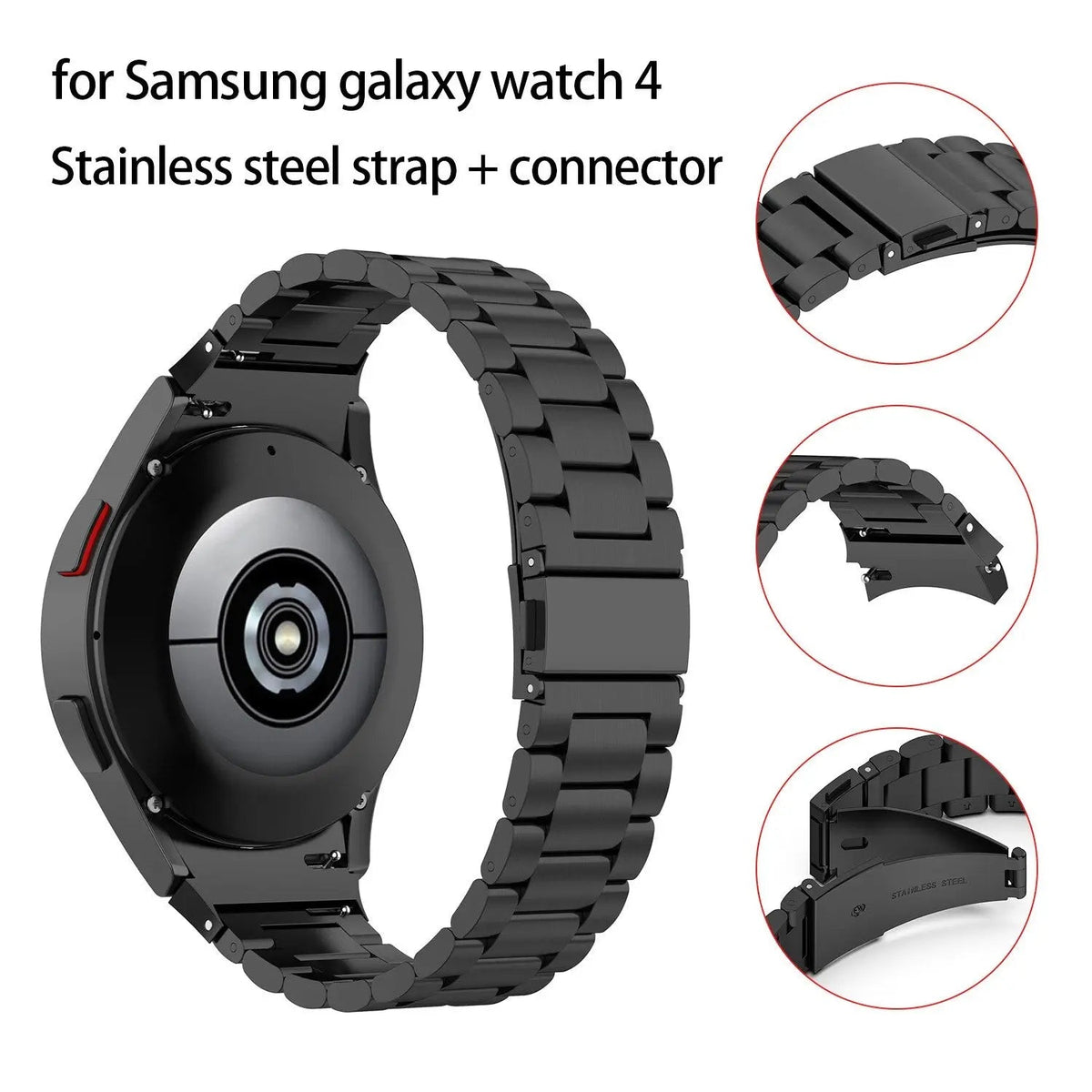 Premium Stainless Steel Leather Watch Band Galaxy Watch 5 40mm 44mm 45mm Pro Adjustable Replaceable Wristband | Sansoti