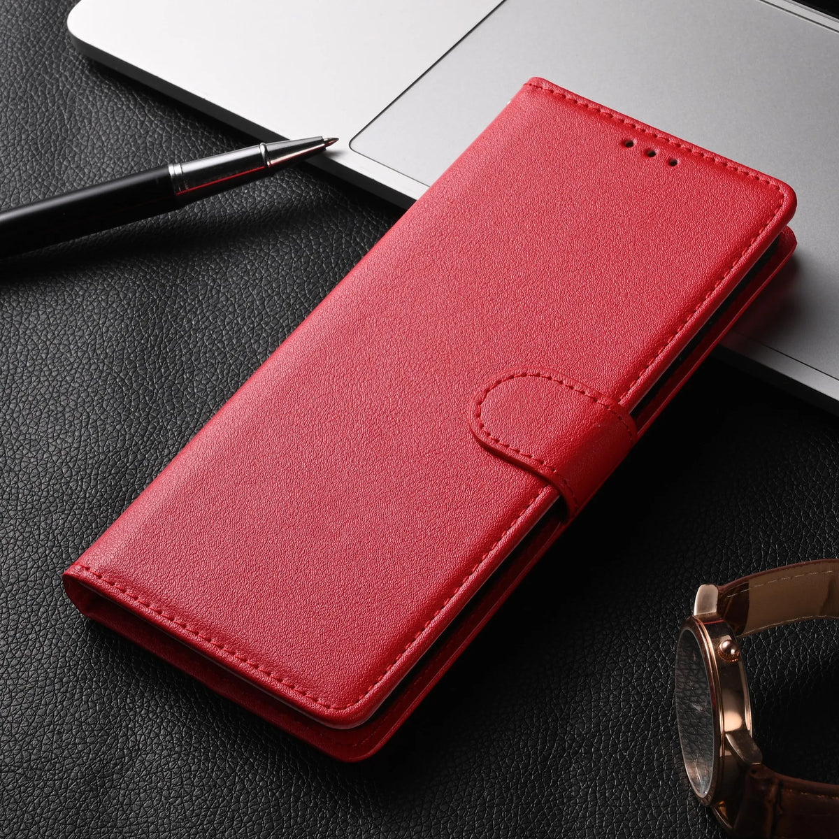 Lederen Telefoonhoes met Pasjeshouder Multifunctioneel Flip Design Magnetische Sluiting Beschermend Stijlvol | Sansoti