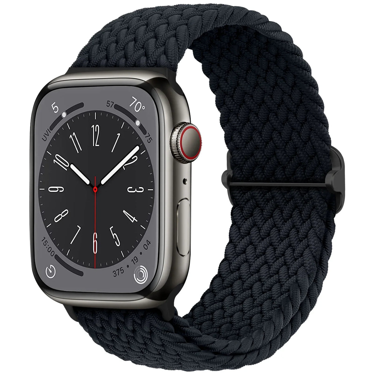 Elastisch gevlochten nylon smartwatch-bandje, 38–49 mm, verstelbaar en ademend, sportband voor Apple Watch | Sansoti