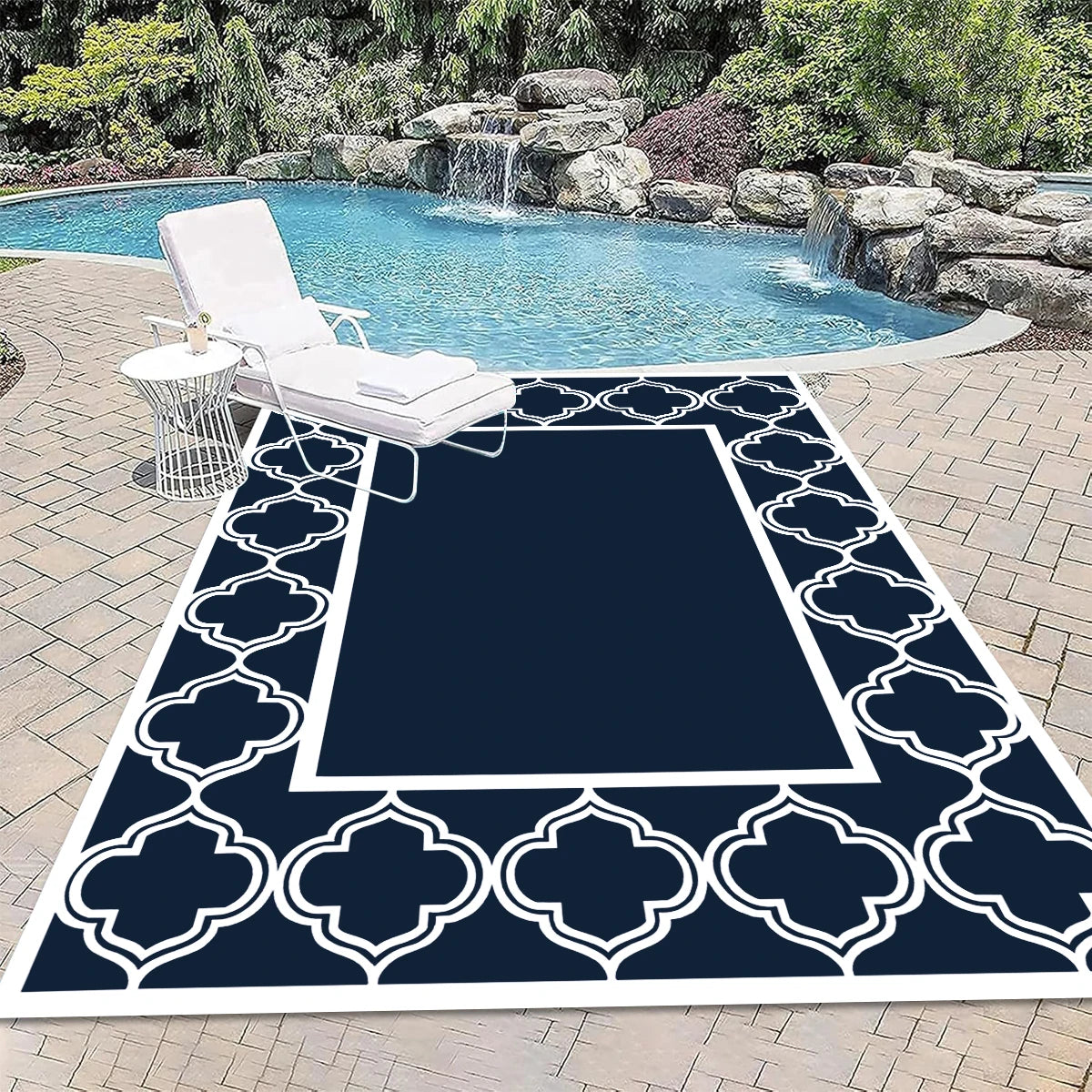 Reversible Outdoor Rug Polypropylene Waterproof Patio Mat Garden Rug Picnic Mat Double-Sided Woven 274x366cm | Sansoti