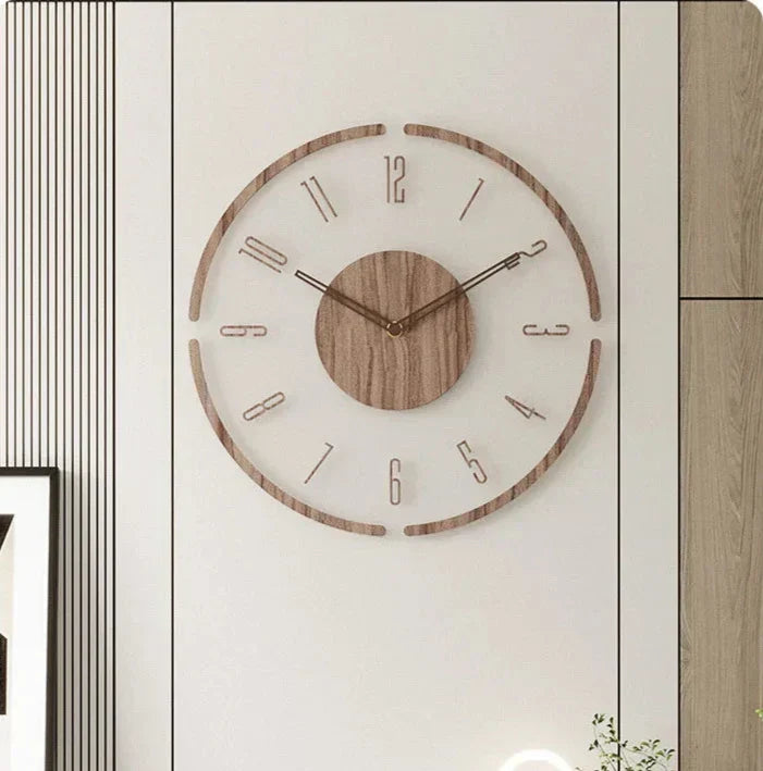 Houten Wandklok 30-35cm Massief Hout Stille Uurwerk Woonkamer Slaapkamer Kantoor Scandinavisch Design | Sansoti
