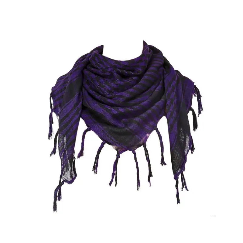 Bufanda de punto tradicional 100x100 cm con flecos para hombre y mujer, cálida y cómoda, de tejido suave para el invierno | Sansoti