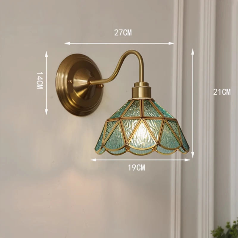 Wandlamp Tiffany Gebrandschilderd Glas Koper E27 Slaapkamer Woonkamer Gang Retro Vintage Wandverlichting Sfeerverlichting Klassiek | Sansoti