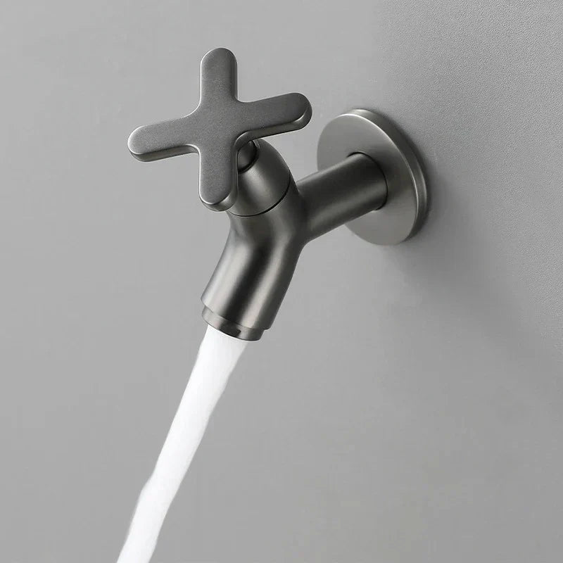 Wandarmatur für Kaltwasser aus Messing, modern, rund, keramisch, für Bad, Küche und Garten, Einhebel, stilvoll, langlebig, verchromt | Sansoti