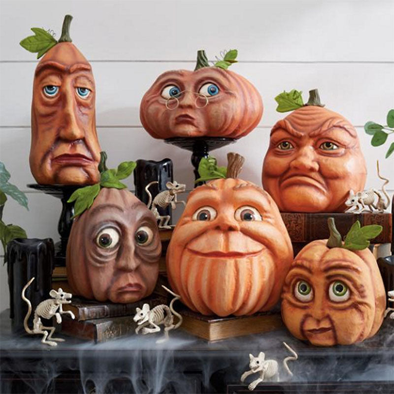 Beleuchteter Kürbiskopf aus Harz, Dekorationsfigur mit LED-Beleuchtung, Halloween-Gartenornament, Partydekoration, stimmungsvolle Beleuchtung | Sansoti