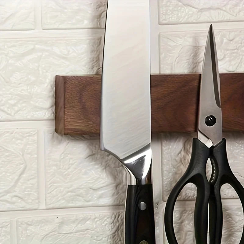 Magnetische Messenstrip Walnoot 40cm Wand Messenrek Hout Keuken Messtrip Muurbevestiging Messenhouder | Sansoti