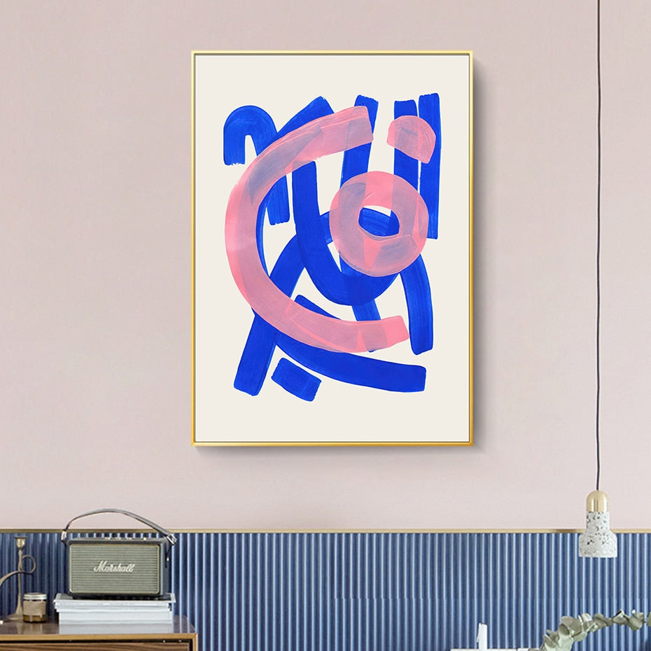 Cotton Canvas Wall Decor Mid-Century Modern Brushstroke Vibrant Colorful Abstract Artwork Living Room | Sansoti
