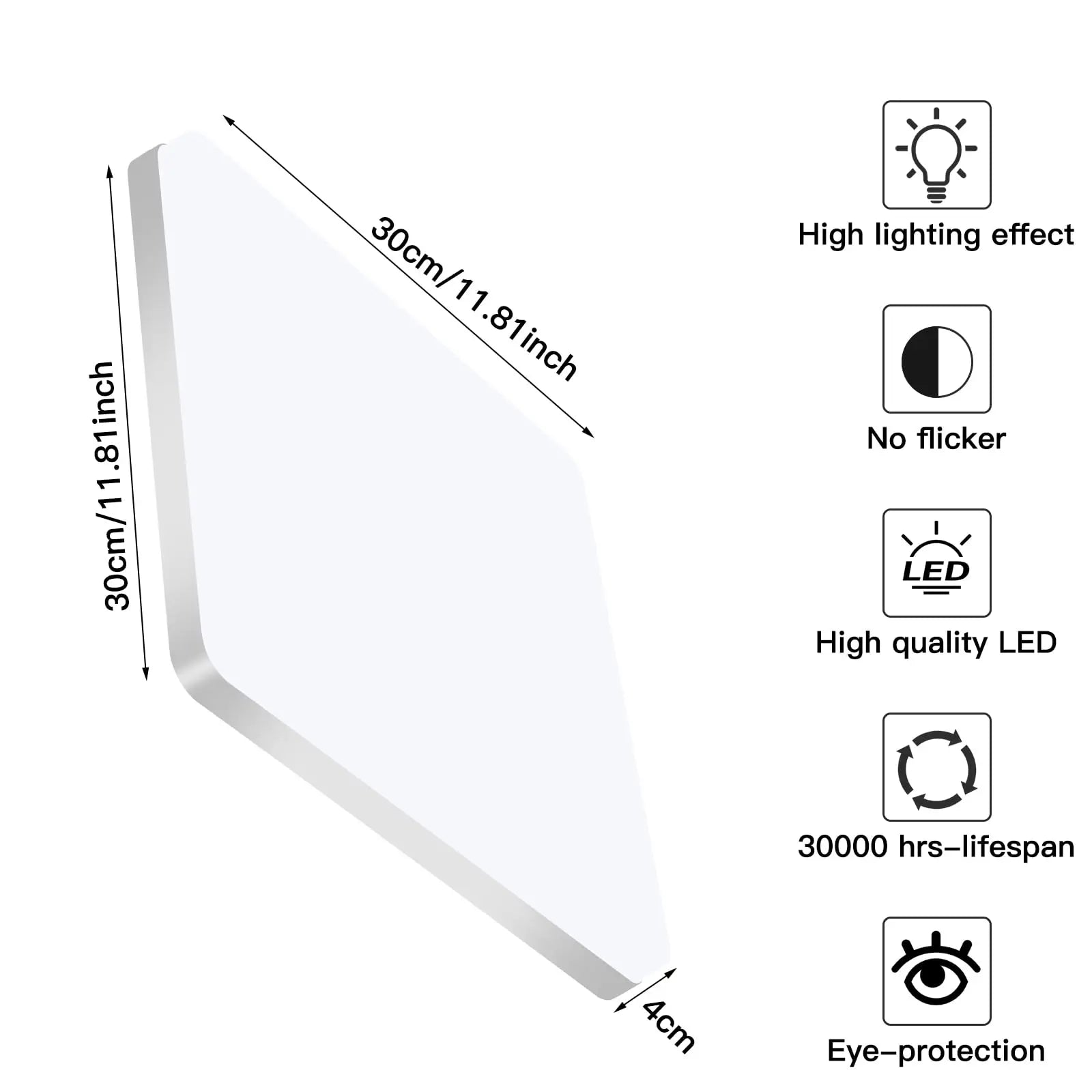 Badlampe Decke LED Quadratisch 48W 6500K IP44 5400LM | Restfield