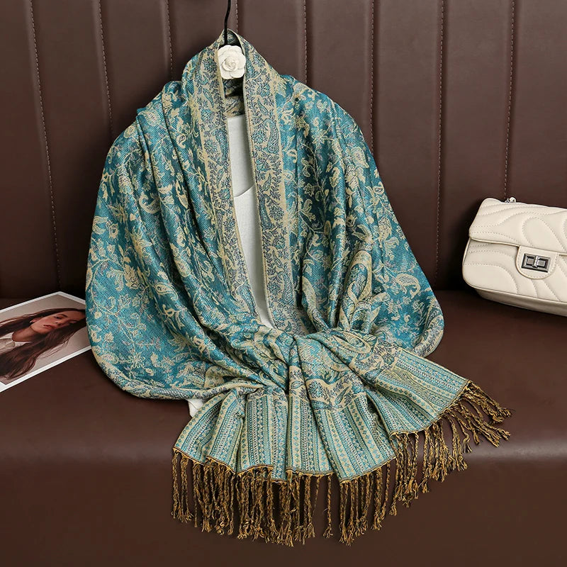 Pashmina Wrap Cashmere-look Women's 70x190cm Soft Winter Scarf Four Seasons Warm Foulard Elegant Scarf | Sansoti