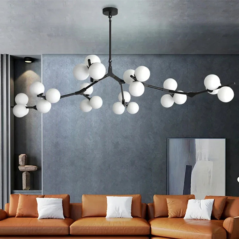 Hanglamp Takkenstructuur Mat Glas Goud Zwart G4 LED Woonkamer Eetkamer Scandinavisch Modern 12 18 24 Bollen | Sansoti