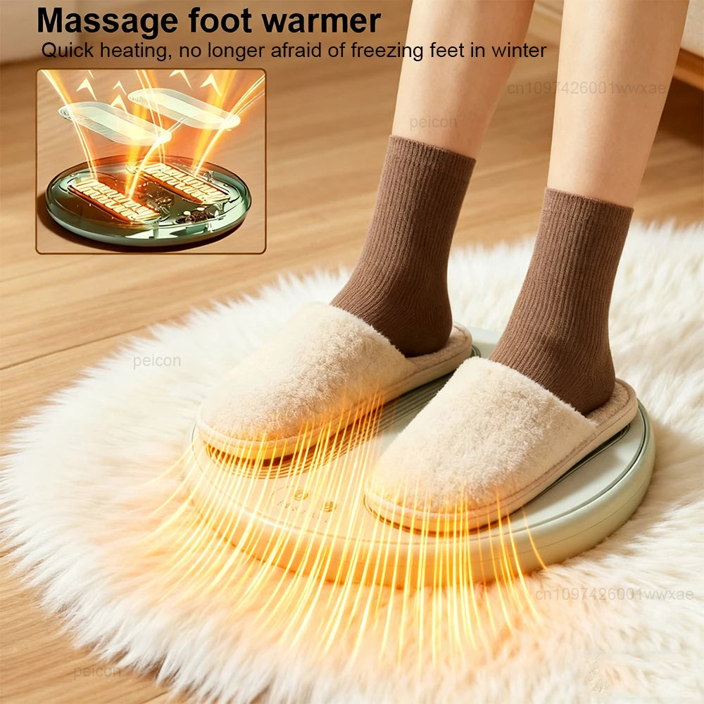 Electric Foot Warmer with Massage, USB Heating Pad, 3 Heat Settings, Non-Slip Plush, Home Office | Sansoti