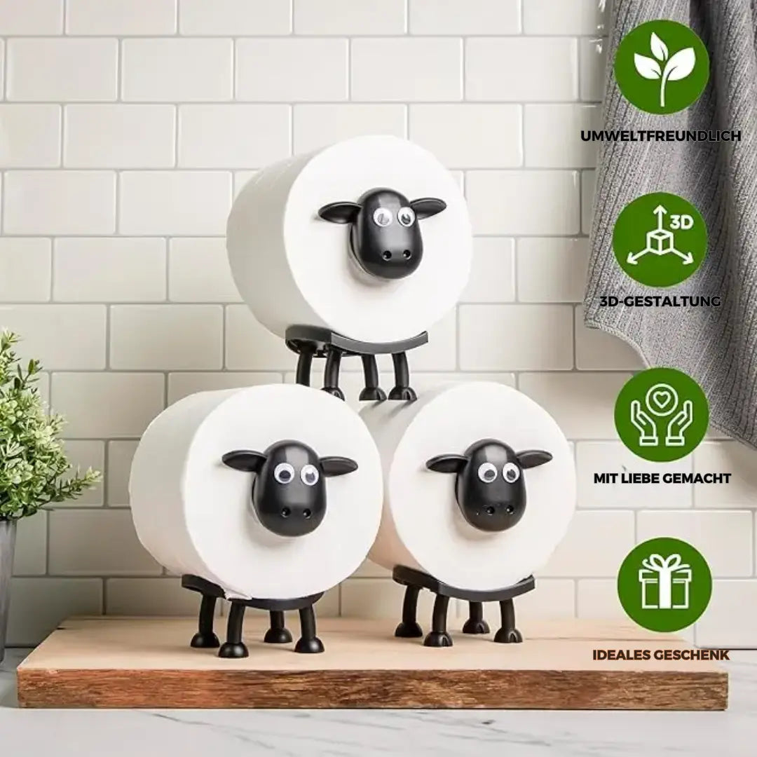 Schaap Toiletpapierhouder 3D-Geprint Vrijstaand Zwart PLA Badkamer WC Decoratief Design | Sansoti