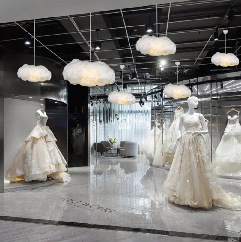 Suspension blanche en forme de nuage en plastique E27 réglable 150 cm, intérieur moderne pour salon, salle à manger et chambre | Sansoti
