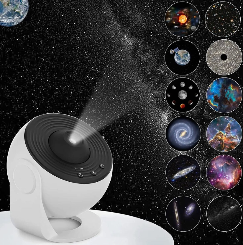 Projecteur d’étoiles LED avec effet de brume, noir et blanc | Éclairage d’ambiance galaxie, télécommande, chambre | Sansoti