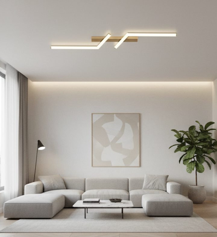 Plafondlamp LED Dimbaar Rechthoekig Goud Zwart 60-120cm Modern Plafondverlichting Woonkamer Slaapkamer | Sansoti