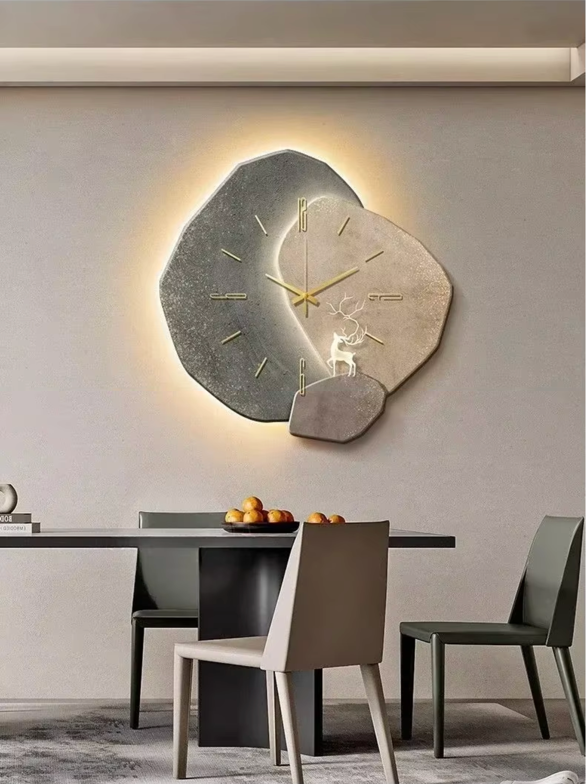 LED Wandklok van Natuurlijk Hout – Modern Design met Zachte Sfeerverlichting | Sansoti