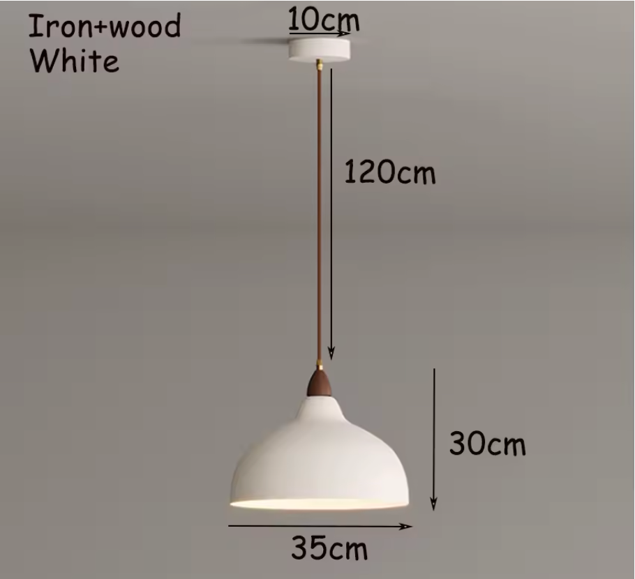 Scandinavian pendant lamp wood metal beige dining room kitchen lighting modern minimalist design E27 LED adjustable | Sansoti