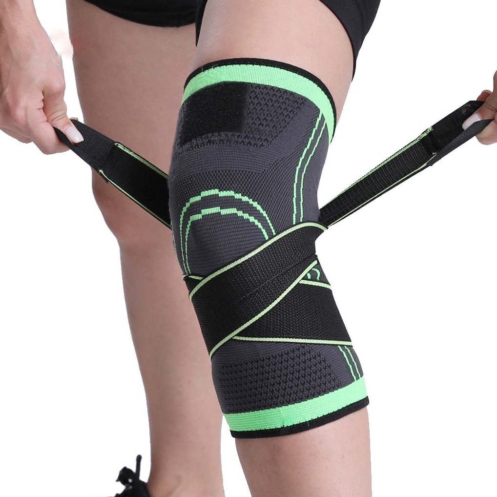 Kompressions-Kniebandage mit verstellbaren Riemen, Sportunterstützung, Gelenkschutz, Fitness und Training | Sansoti