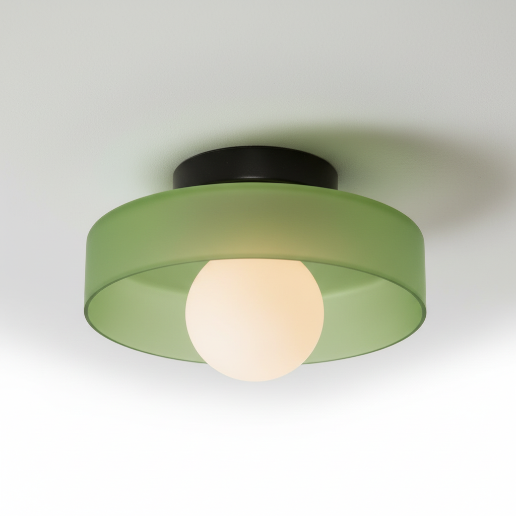 Round Glass Ceiling Lamp 25cm Warm Light Living Room Kitchen Hallway Bedroom Minimalist Modern LED Ceiling Light | Sansoti