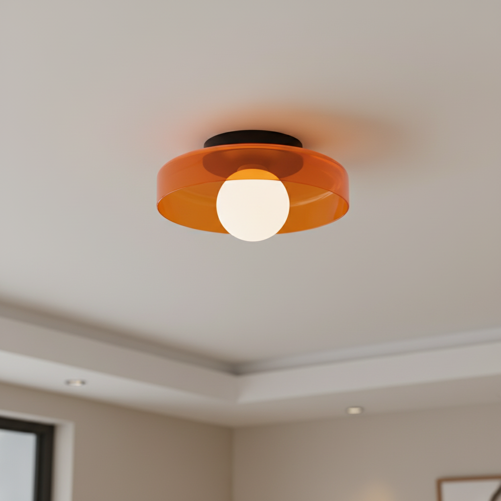 Round Glass Ceiling Lamp 25cm Warm Light Living Room Kitchen Hallway Bedroom Minimalist Modern LED Ceiling Light | Sansoti