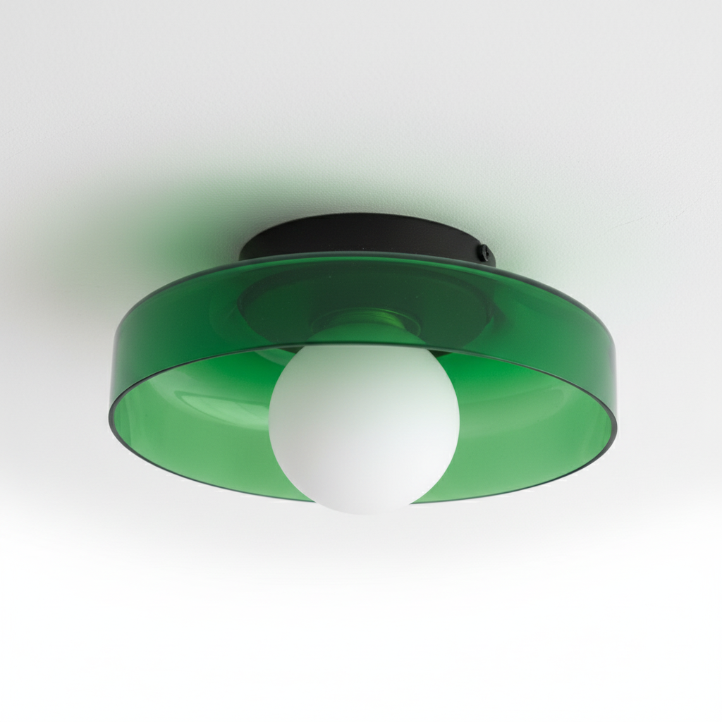 Round Glass Ceiling Lamp 25cm Warm Light Living Room Kitchen Hallway Bedroom Minimalist Modern LED Ceiling Light | Sansoti