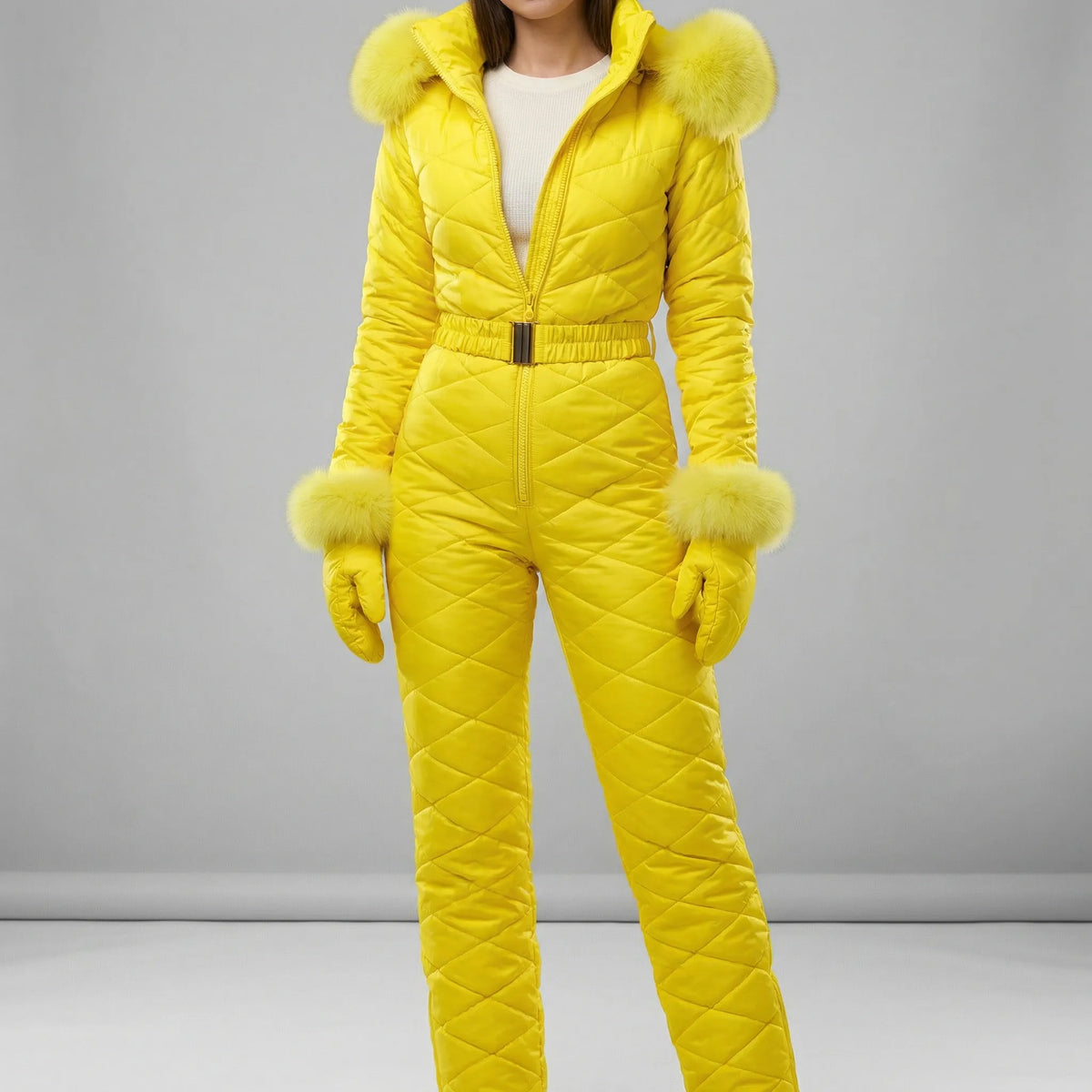 Gefütterter Damen-Winteranzug mit schmaler Passform, Thermo-Bodysuit, winddichter Schneeanzug, Ski-Overall, warmer Wintersport | Sansoti