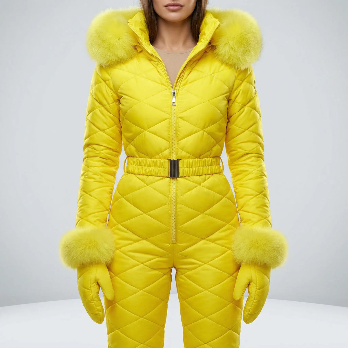 Gefütterter Damen-Winteranzug mit schmaler Passform, Thermo-Bodysuit, winddichter Schneeanzug, Ski-Overall, warmer Wintersport | Sansoti