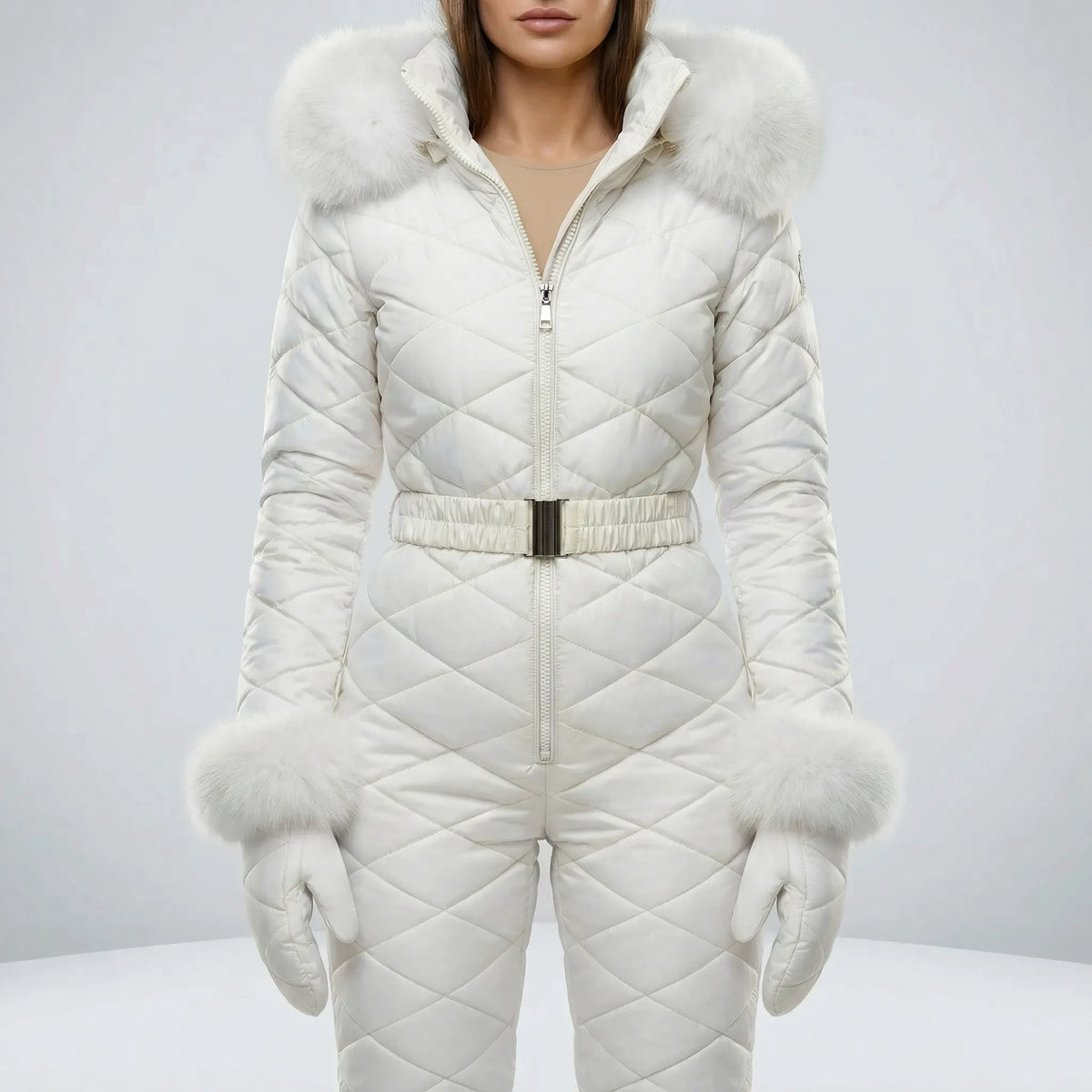 Gefütterter Damen-Winteranzug mit schmaler Passform, Thermo-Bodysuit, winddichter Schneeanzug, Ski-Overall, warmer Wintersport | Sansoti