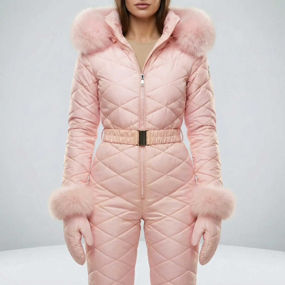 Gefütterter Damen-Winteranzug mit schmaler Passform, Thermo-Bodysuit, winddichter Schneeanzug, Ski-Overall, warmer Wintersport | Sansoti