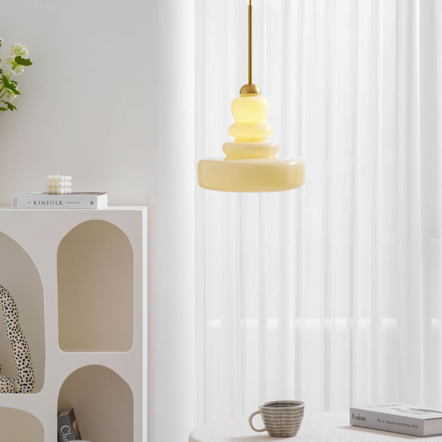 Glazen Hanglamp Industrieel Design Amber & Beige Schoolhouse E26/E27 Fitting Ø30cm voor Woonkamer Keuken Eetkamer | Sansoti