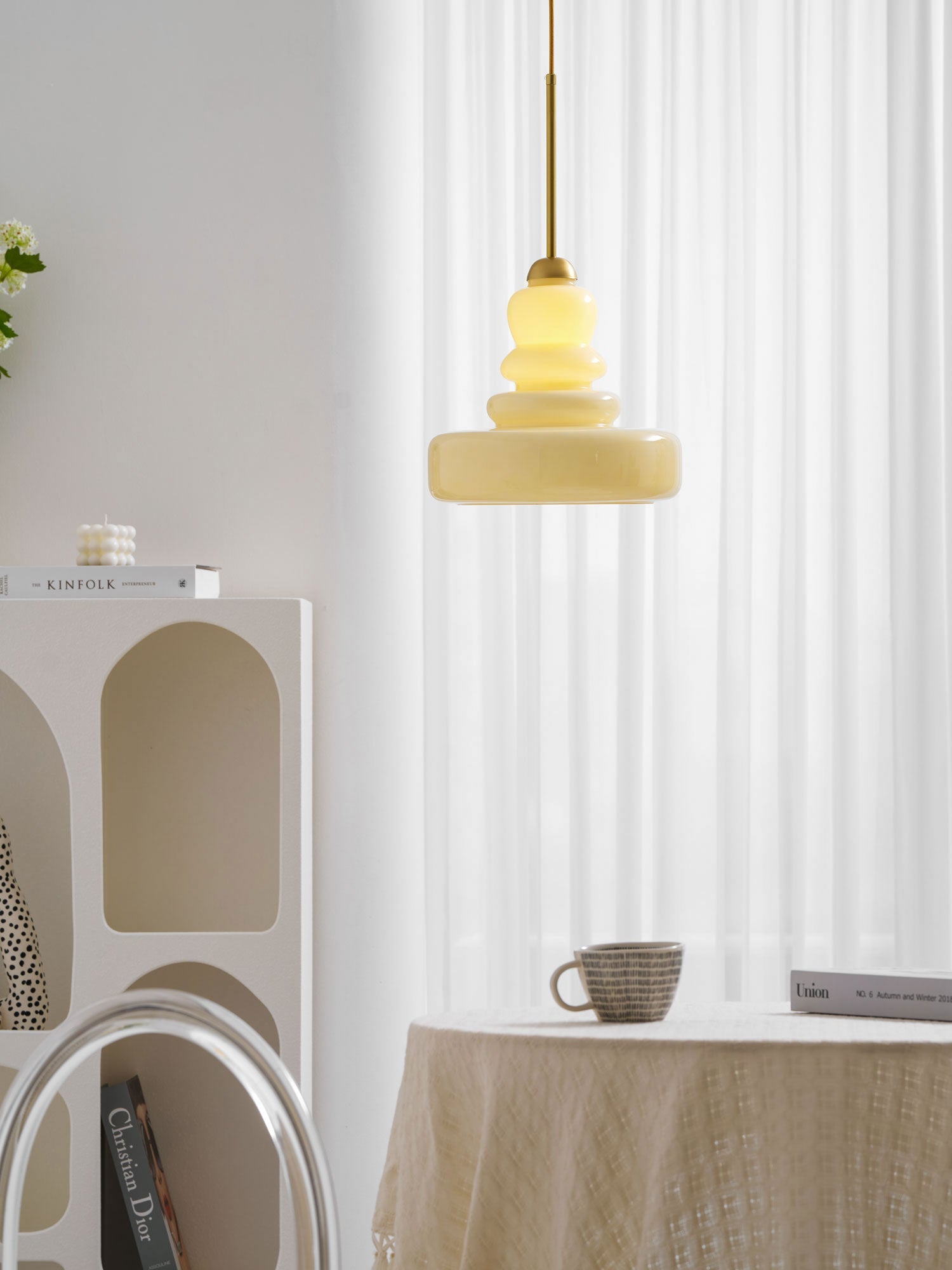 Glazen Hanglamp Industrieel Design Amber & Beige Schoolhouse E26/E27 Fitting Ø30cm voor Woonkamer Keuken Eetkamer | Sansoti