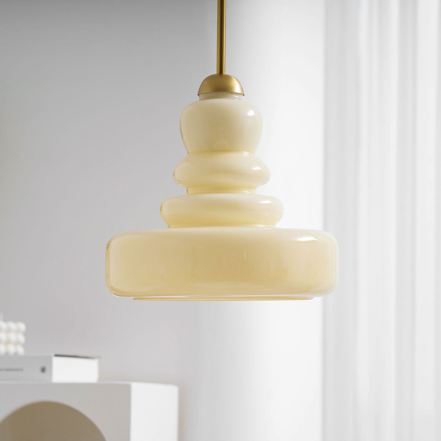 Glazen Hanglamp Industrieel Design Amber & Beige Schoolhouse E26/E27 Fitting Ø30cm voor Woonkamer Keuken Eetkamer | Sansoti
