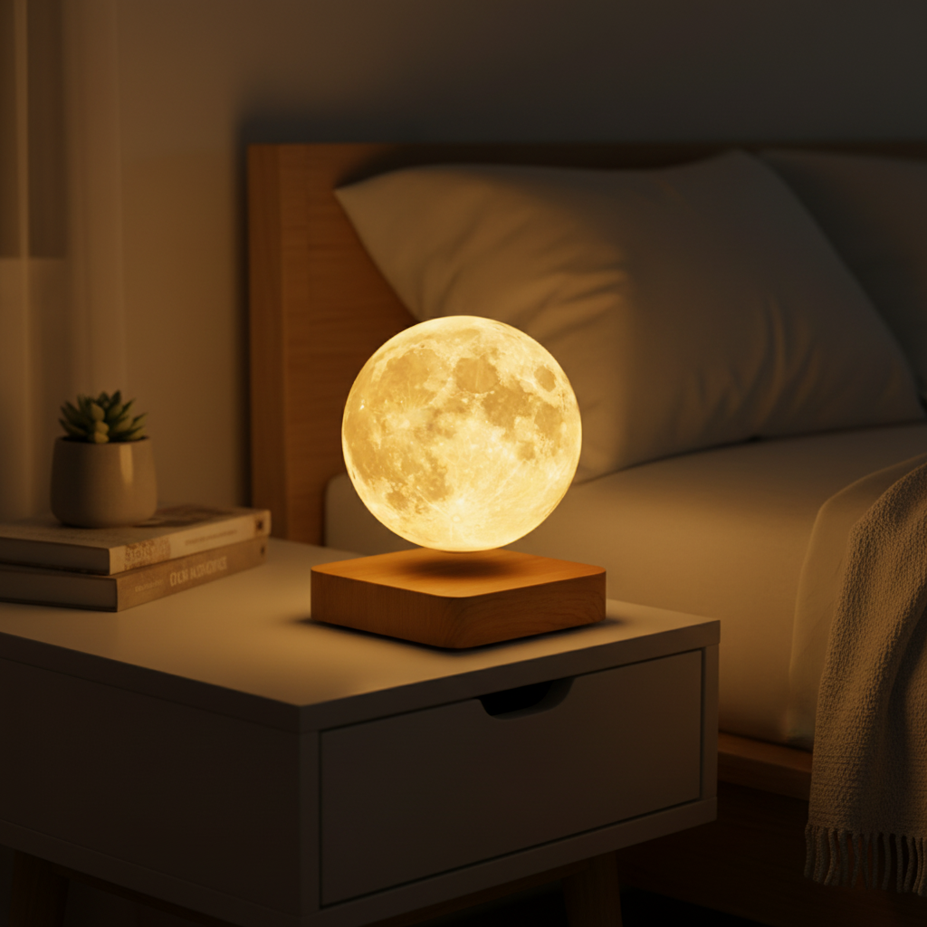 Zwevende Maanlamp LED Draadloos Oplaadbaar Dimbaar Slaapkamer Nachtlamp Maan Sfeerverlichting Bureaulamp Kinderen | Sansoti