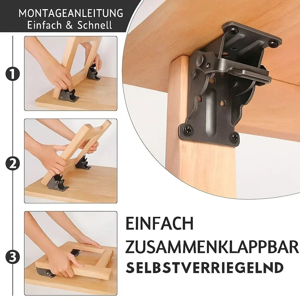 Klapbeugel Staal 2mm 66x54x63mm 225kg Auto-Lock Klaptafel Werkbank Balkon Keuken Wandbeugel Opklapbaar Ruimtebesparend 2 Stuks | Sansoti