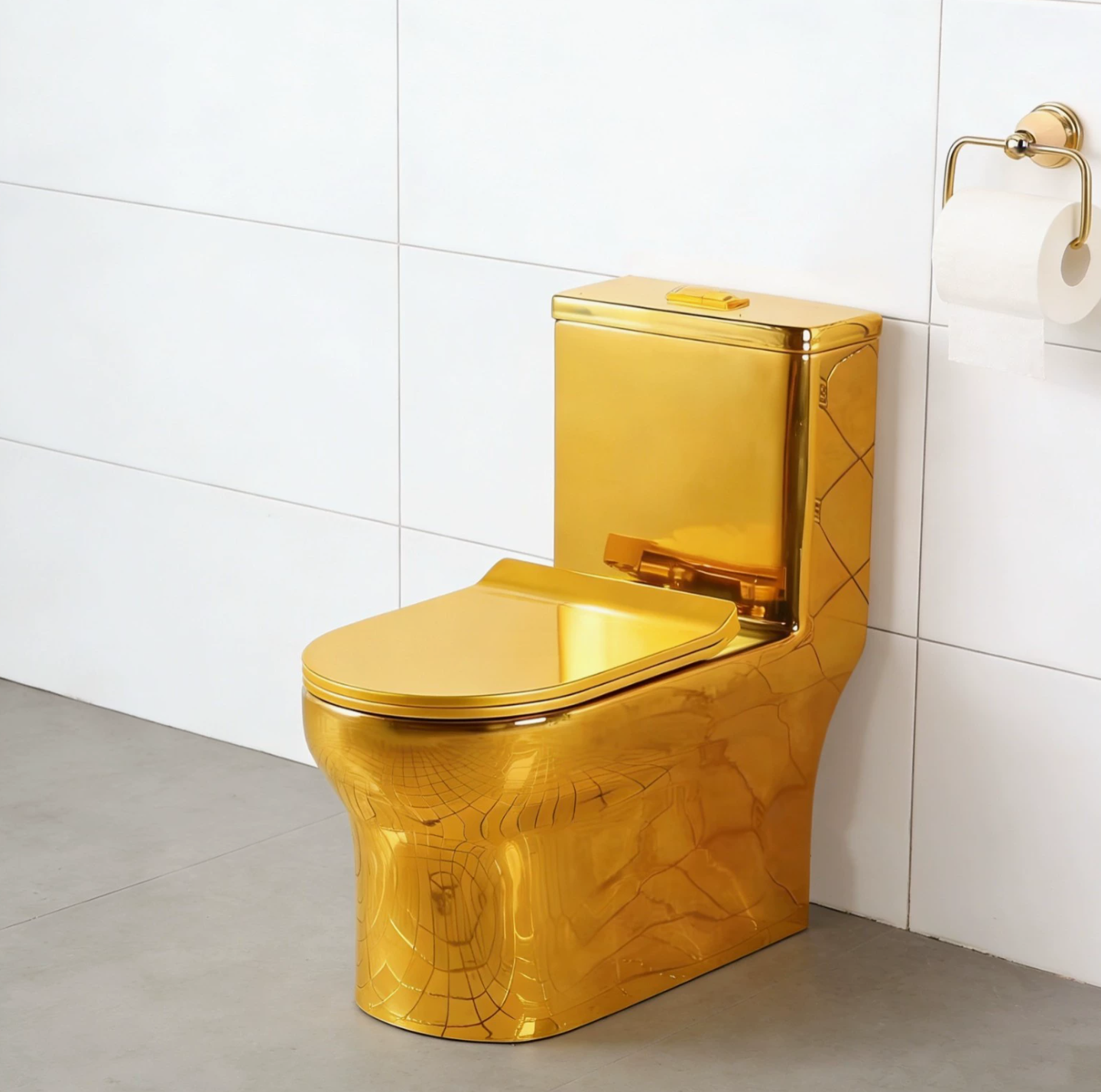 Eendelig Staand Toilet Goudkleurig Keramisch Closet voor Moderne Badkamers | Sansoti