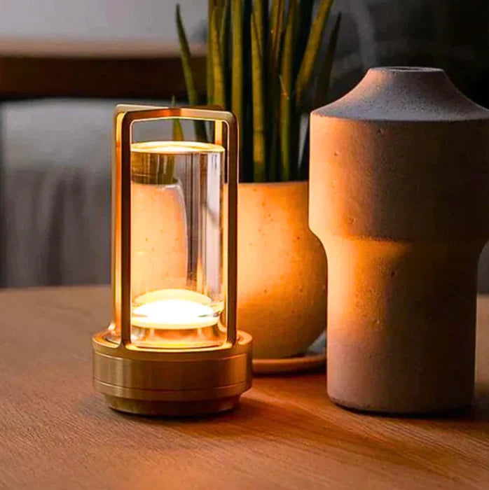 Draagbare Kristallen Tafellamp op Batterijen Dimbaar LED Goud Zilver Zwart Sfeerlamp Draadloos | Sansoti