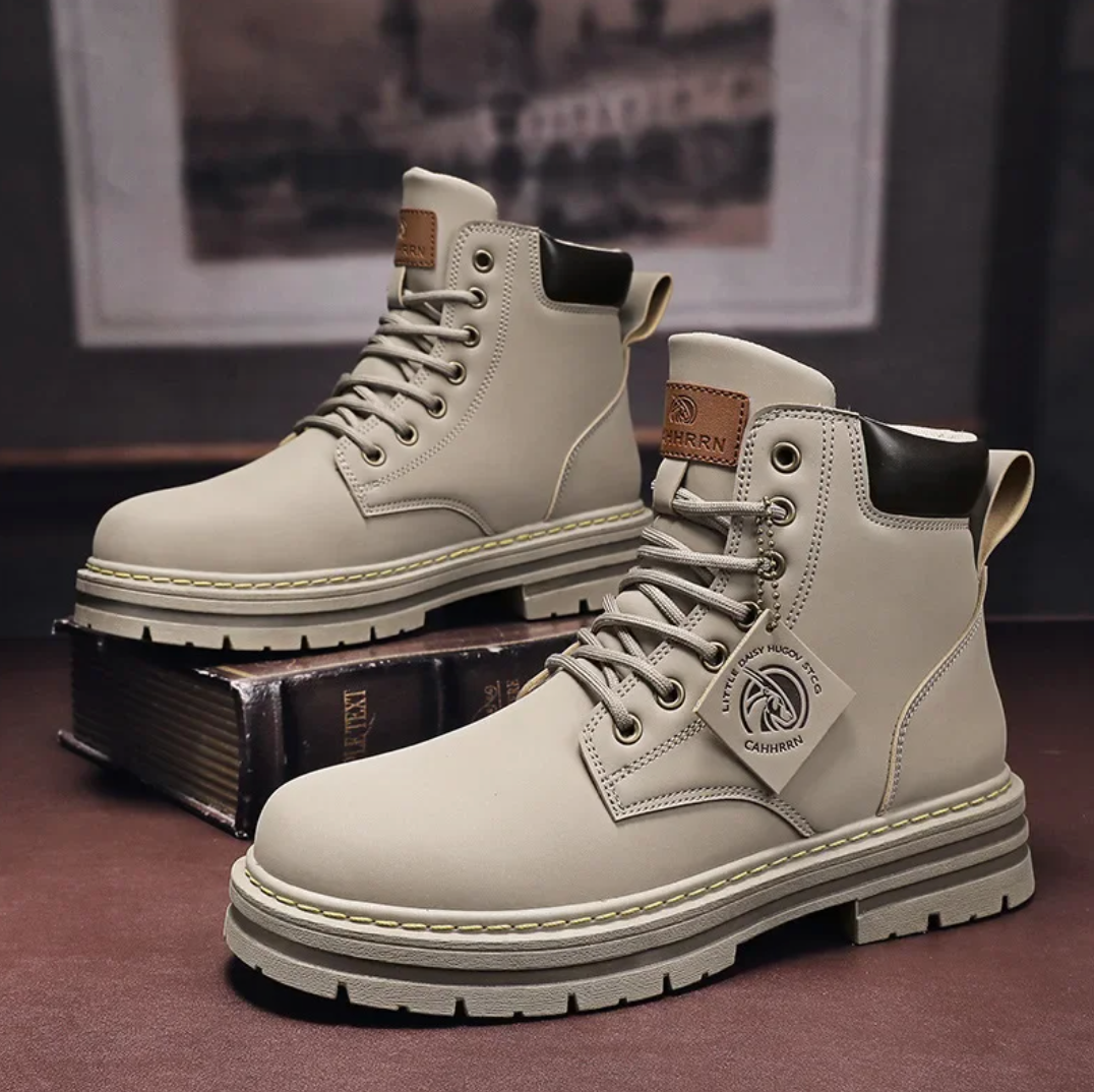 Heren Veterlaars met Orthopedische Steun Zwart Bruin Grijs | Leer Antislip Zool Comfortabel | Sansoti