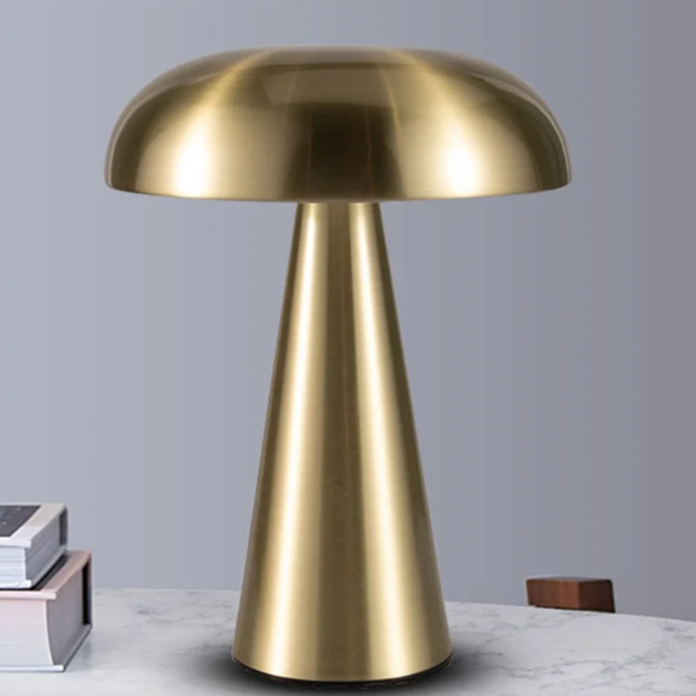LED Paddenstoellamp Metaal met Aanraakbediening Draadloos Oplaadbaar Tafellamp Nachtlampje 21cm | Sansoti