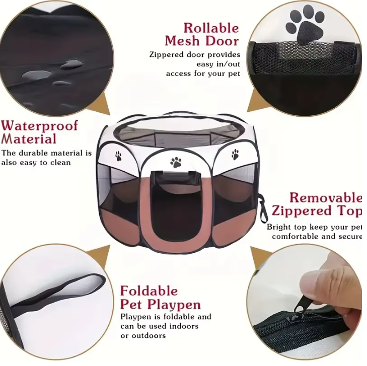 Enclos pour chien pliable Tissu Oxford Enclos portable pour chiot Octogonal intérieur extérieur | Restfield