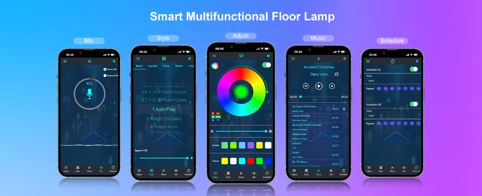 Slimme RGB Vloerlamp 150cm Dream Kleur Dimbaar App Bluetooth | Sansoti