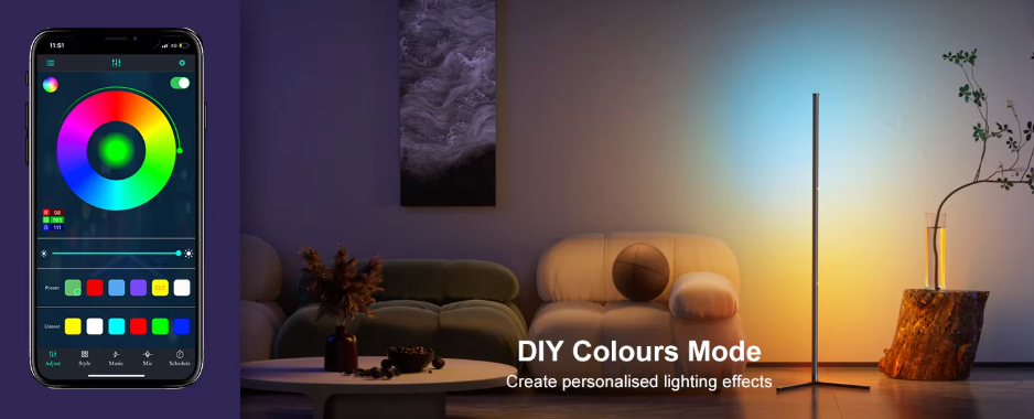Slimme RGB Vloerlamp 150cm Dream Kleur Dimbaar App Bluetooth | Sansoti