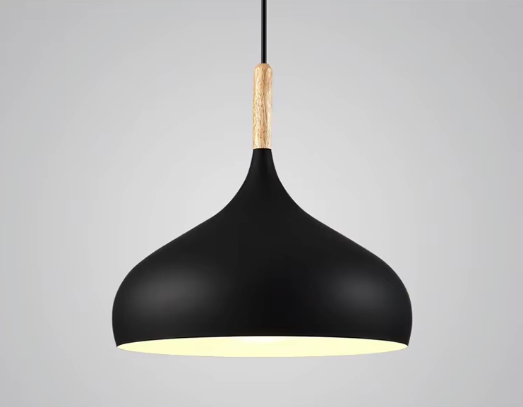 Suspension Scandinave Aluminium Bois Design E27 Couleurs 24cm | Restfield