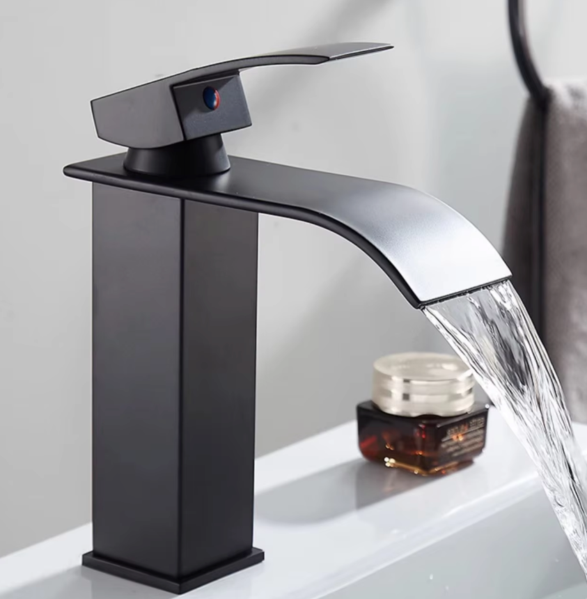 Robinet Cascade pour Lavabo Inox Eau Chaude Froide Mitigeur Noir Or Argent | Restfield