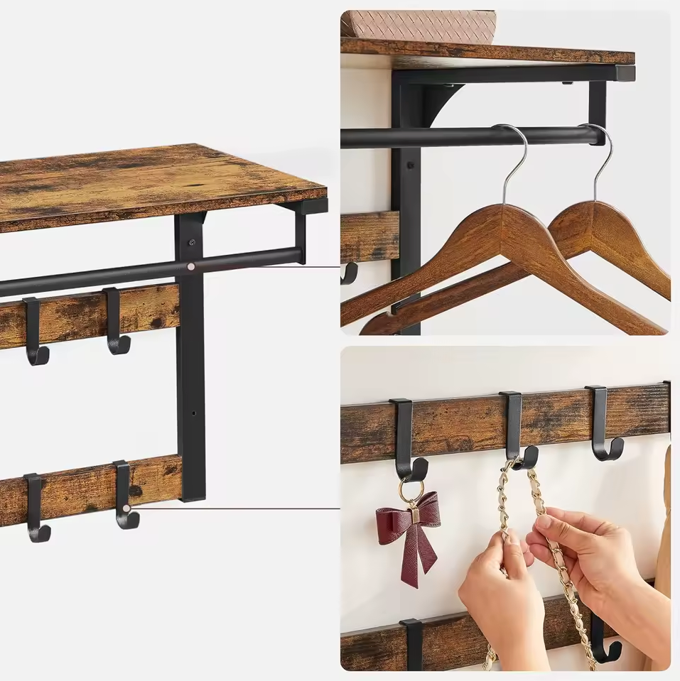 Garderoben-Set Industrial Garderobe mit Schuhbank Holz Metall | Restfield
