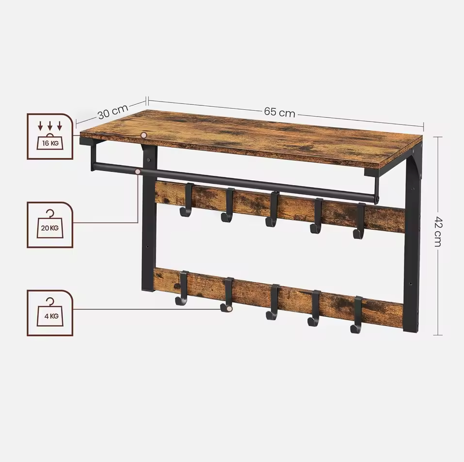 Garderoben-Set Industrial Garderobe mit Schuhbank Holz Metall | Restfield